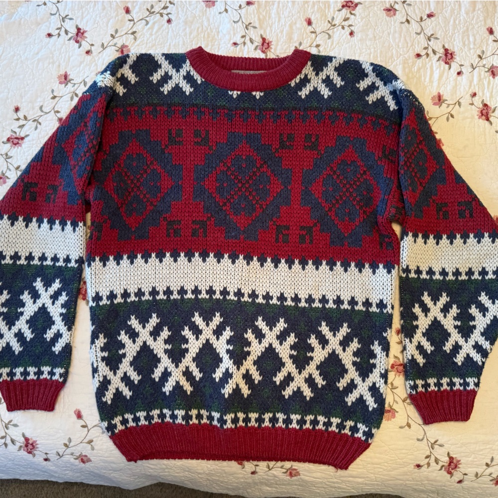 Vintage Wool Blend Winter Themed Sweater Grandpacore